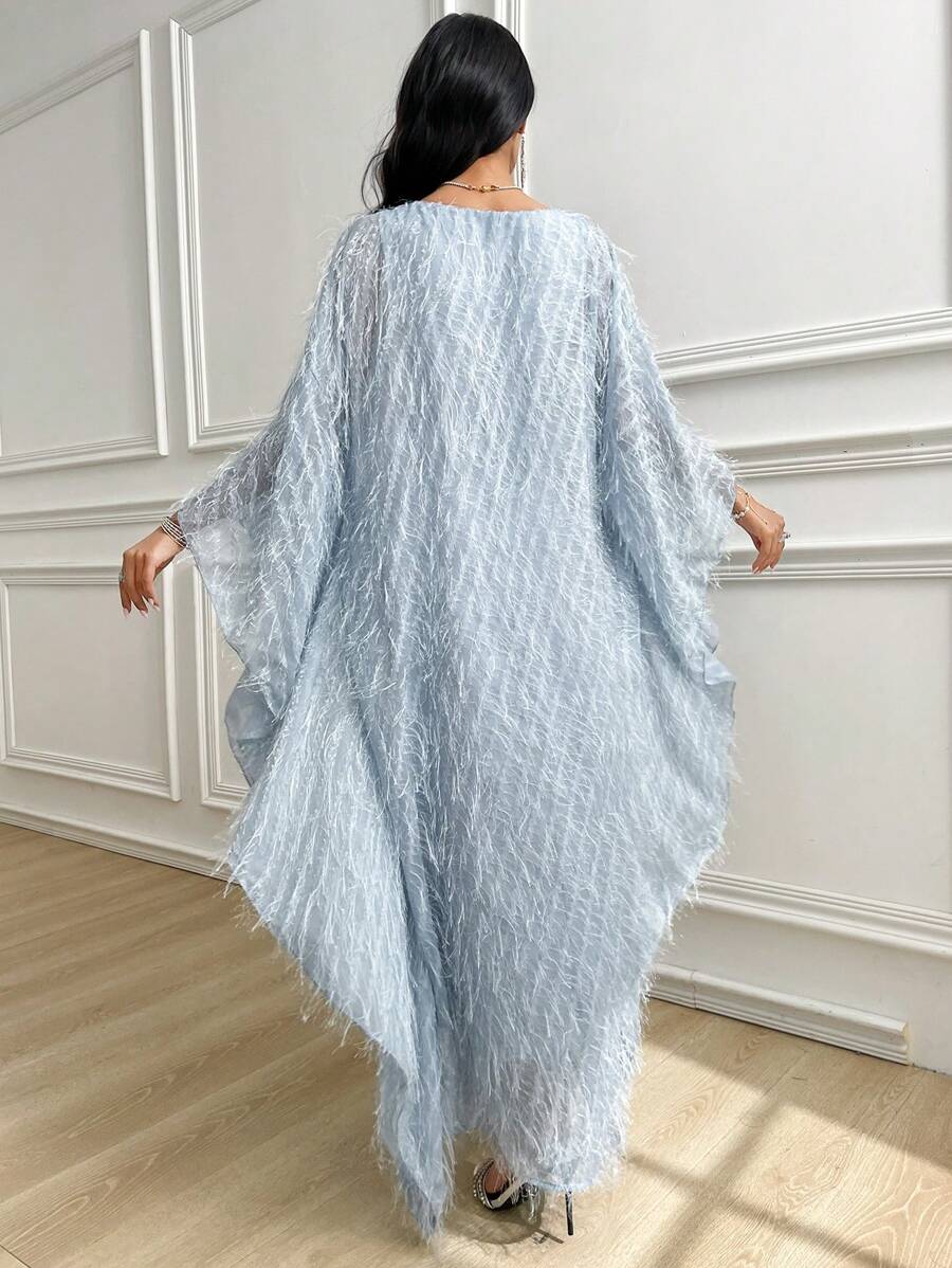 SHEIN Al Najma فستان كفتان وجلابية أزرق فاتح أنيق