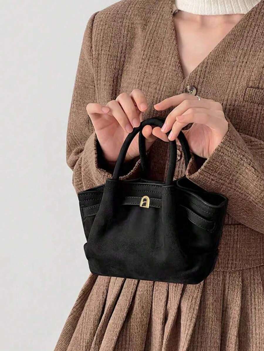 SHEIN Dedoo حقيبة دلو من الجلد المدبوغ بتصميم أوروبي راقي