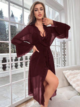 SHEIN Slumberist فستان نوم وصدرية من الدانتيل بحمالات رفيعة وروب