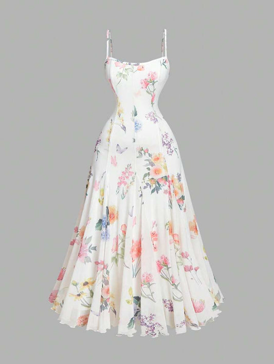 SHEIN MOD فستان مطبوع بالزهور للمقاسات الكبيرة