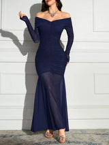SHEIN Modelyn فستان أزرق بخصر ساقط وذيل سمكة