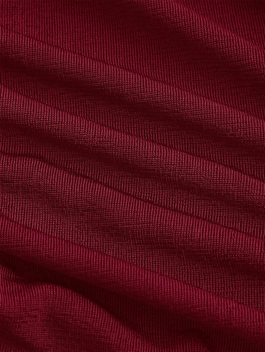 SHEIN MOD فستان عنابي لامع بلا أكمام بكشكشة وحاشية غير متماثلة