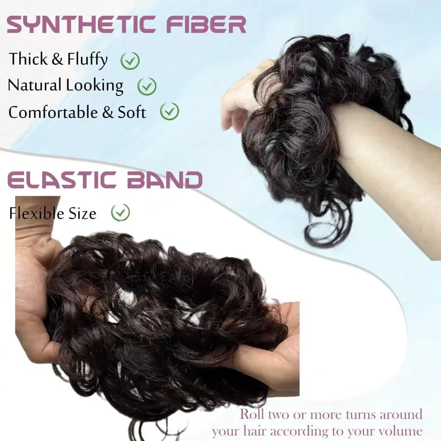 SHEIN قطعة شعر بتسريحة كعكة فوضوي مجعد بلون بني داكن