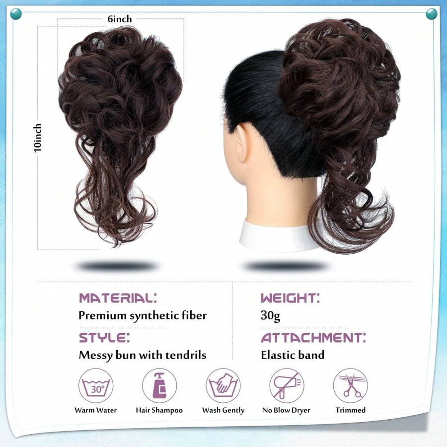 SHEIN قطعة شعر بتسريحة كعكة فوضوي مجعد بلون بني داكن