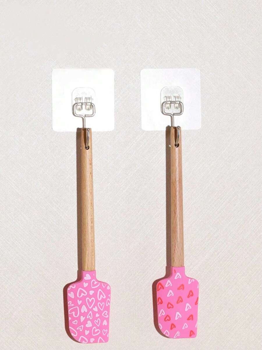 SHEIN ملعقة خلط سيليكون خشب مقاومة للحرارة