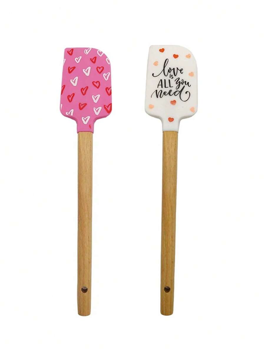 SHEIN ملعقة خلط سيليكون خشب مقاومة للحرارة