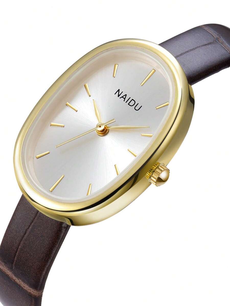 SHEIN ساعة نسائية فاخرة بسيطة بجلد كوارتز