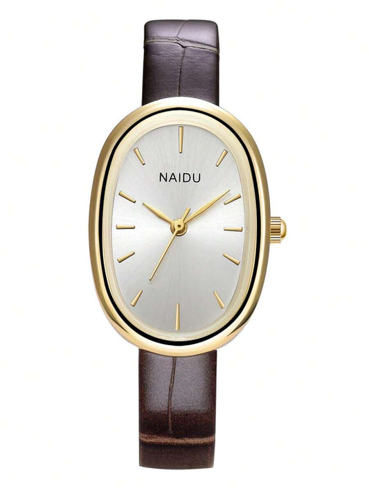 SHEIN ساعة نسائية فاخرة بسيطة بجلد كوارتز