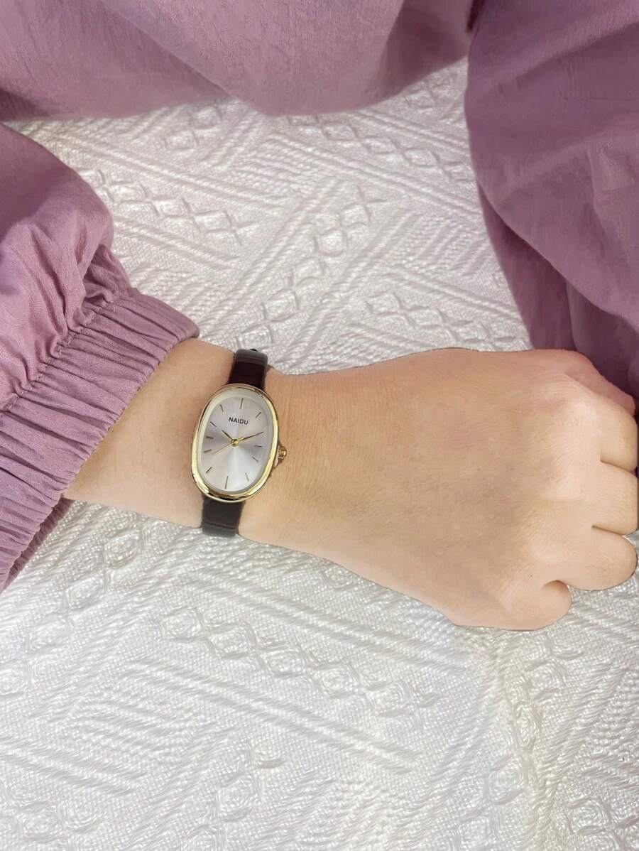 SHEIN ساعة نسائية فاخرة بسيطة بجلد كوارتز