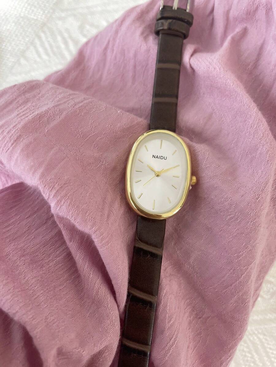 SHEIN ساعة نسائية فاخرة بسيطة بجلد كوارتز