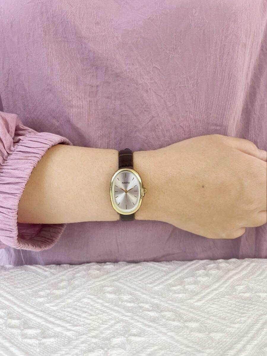 SHEIN ساعة نسائية فاخرة بسيطة بجلد كوارتز