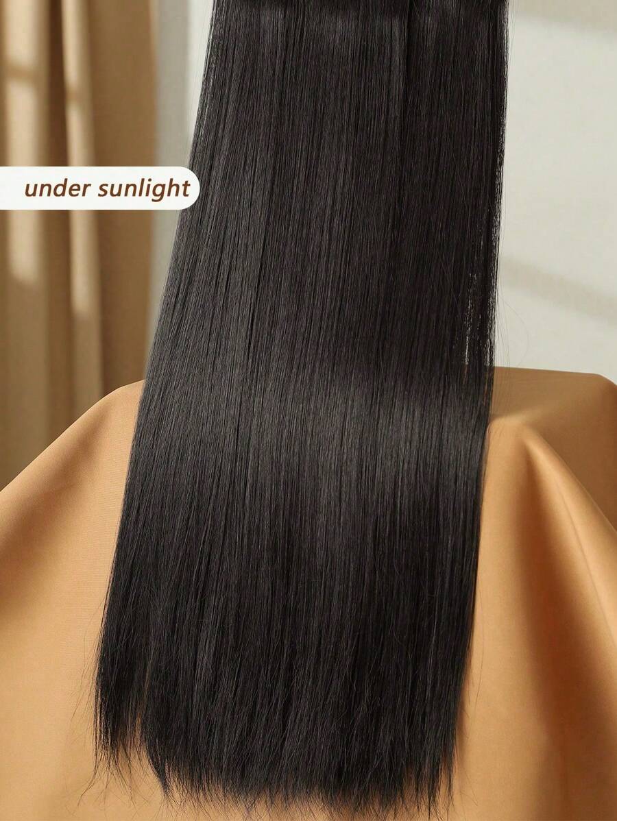 SHEIN تمديدات شعر اصطناعية سوداء 22 بوصة 7 قطع مع 16 مشبك