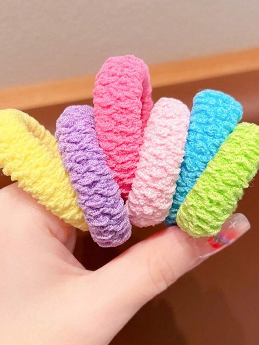 SHEIN طقم 5 قطع أربطة شعر مرنة ملونة لتسريحات الذيل والكعكة