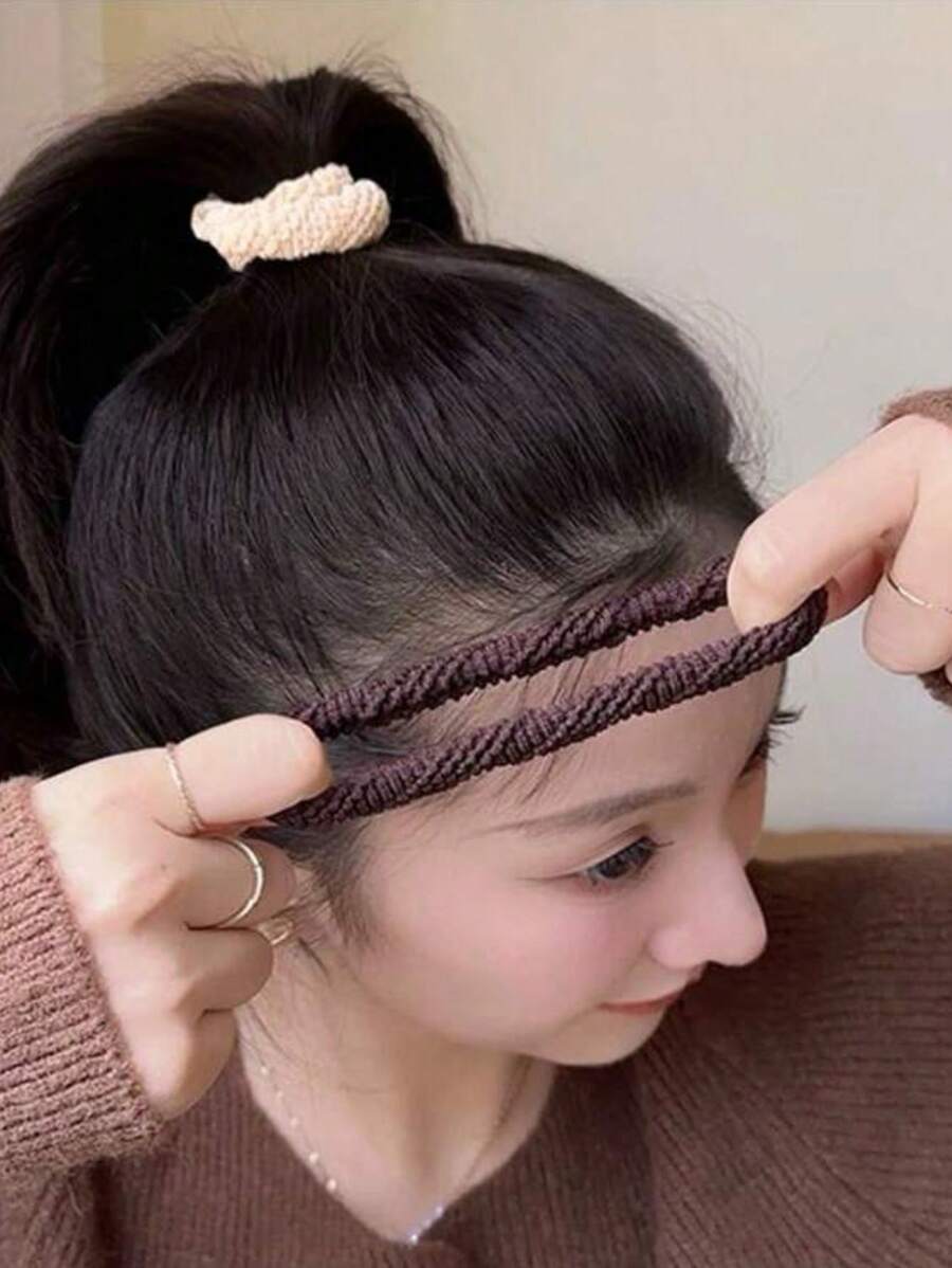 SHEIN طقم 5 قطع أربطة شعر مرنة ملونة لتسريحات الذيل والكعكة