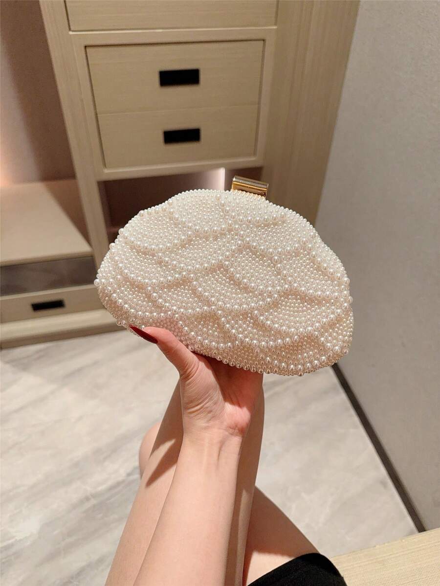 SHEIN حقيبة كتف مستطيلة مزينة بالخرز المزيف