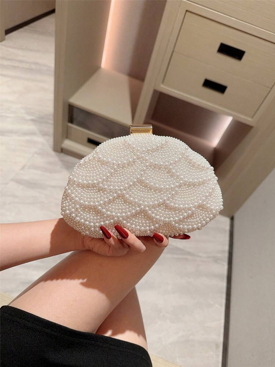 SHEIN حقيبة كتف مستطيلة مزينة بالخرز المزيف
