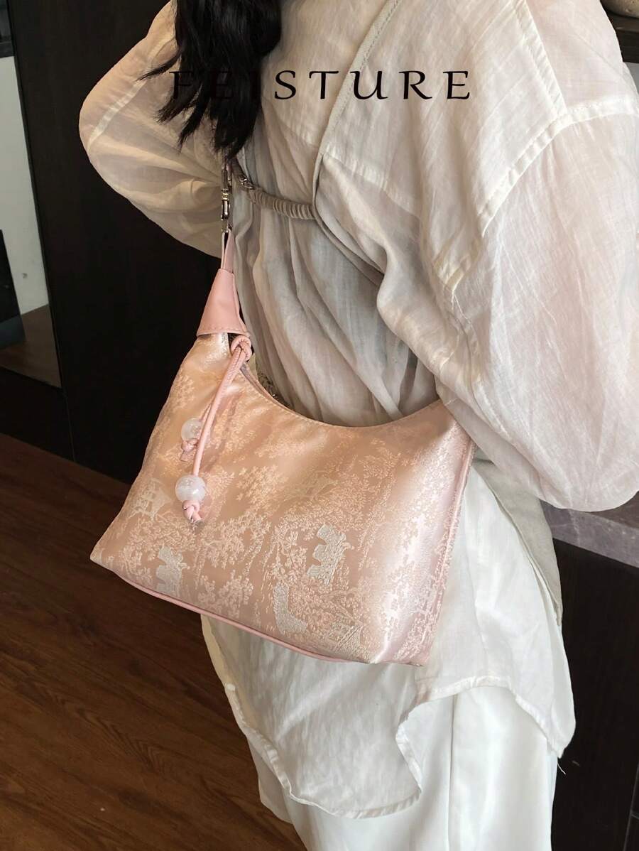 SHEIN حقيبة قماشية نايلون بطراز صيني مطرز