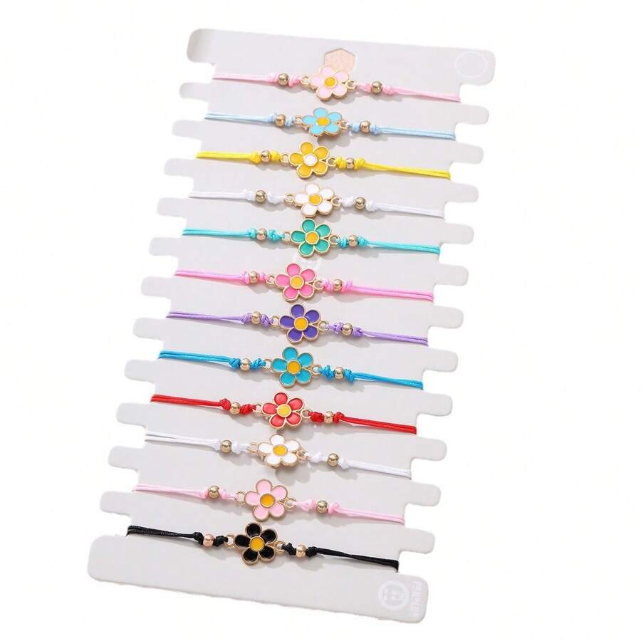 SHEIN طقم 12 سوار معدني بتصميم زهرة ملونة