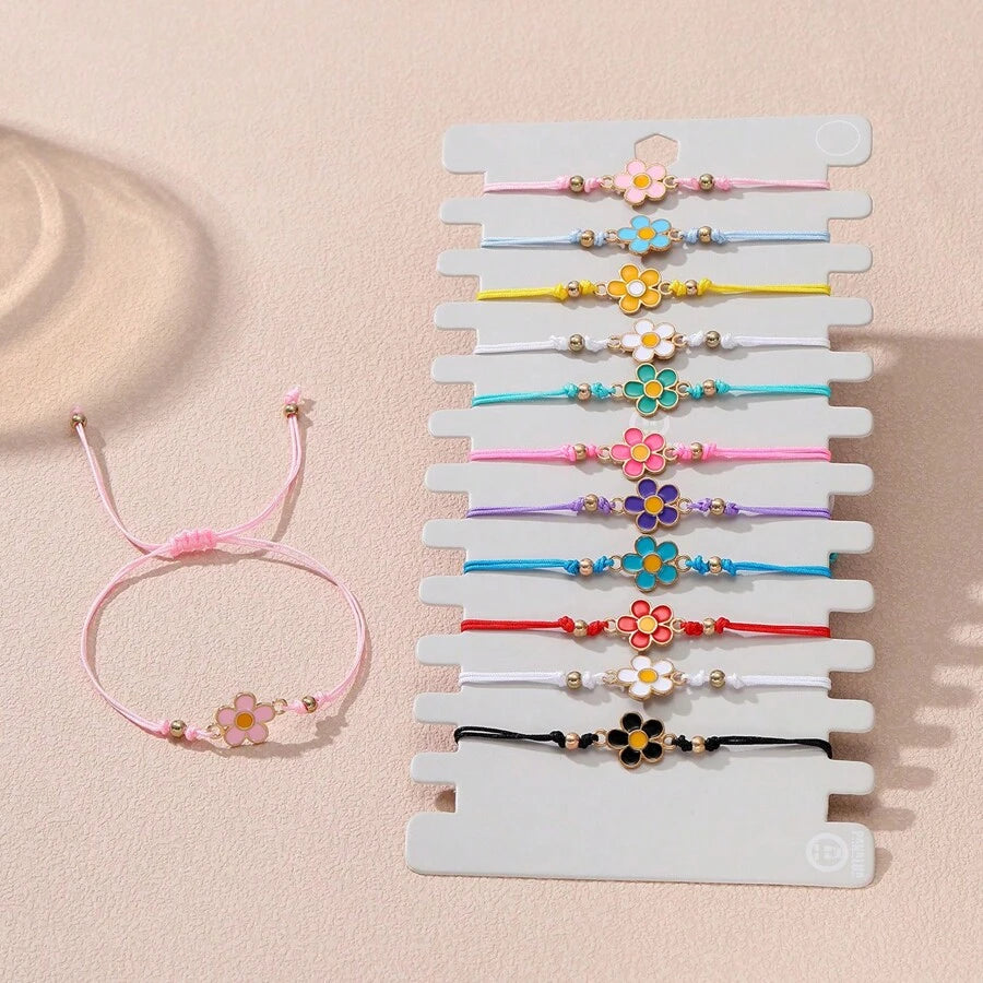 SHEIN طقم 12 سوار معدني بتصميم زهرة ملونة