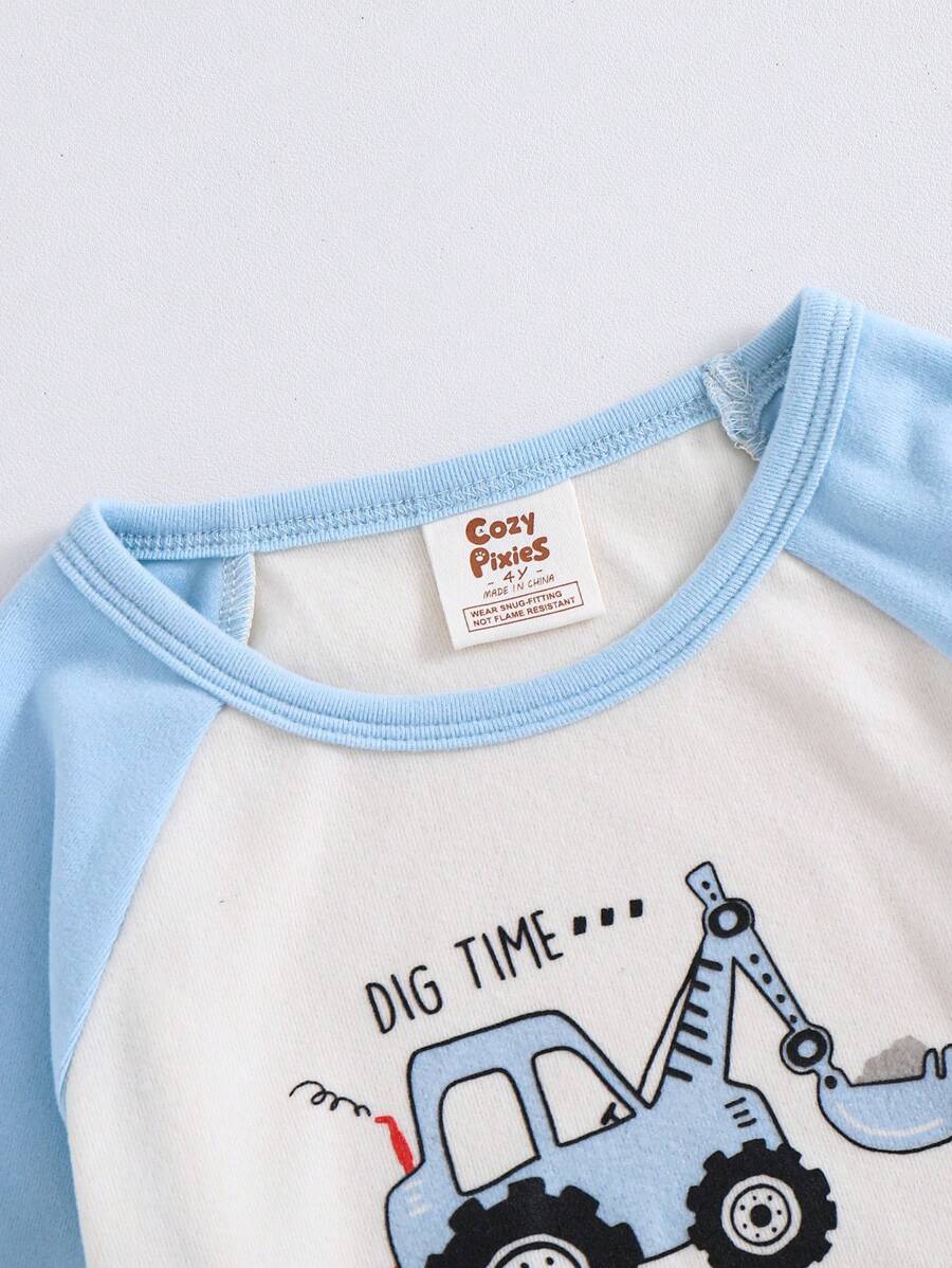 SHEIN Cozy Pixies طقم بيجامة ملابس علوية نصف كم وبنطلون ضيق بطباعة كرتونية