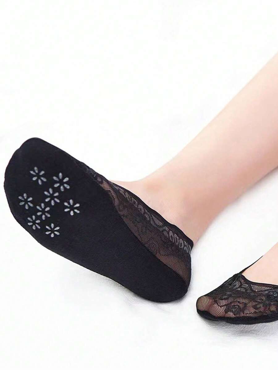 SHEIN طقم 5 أزواج جوارب قارب منقوشة بالزهور والموجات ماصة للعرق