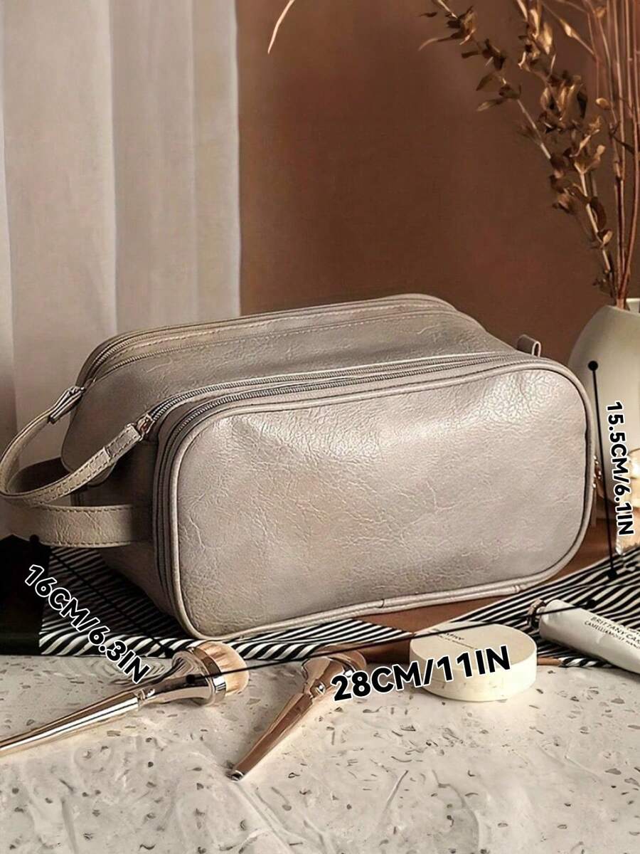 SHEIN حقيبة مكياج بيج كبيرة للتخزين