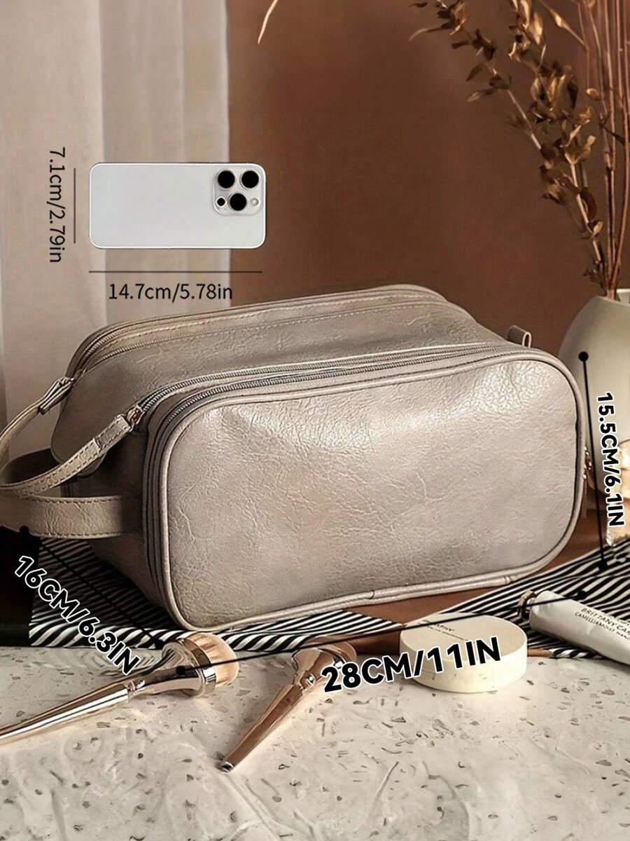 SHEIN حقيبة مكياج بيج كبيرة للتخزين