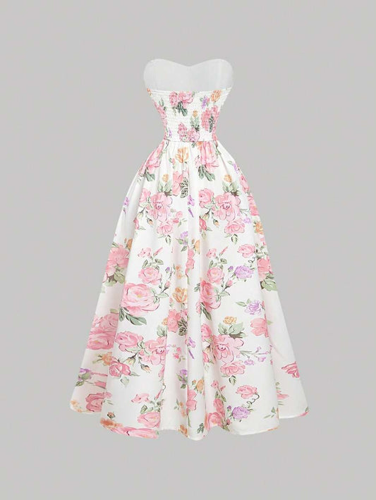 SHEIN MOD فستان أنبوب مطبوع بنقشة زهرية