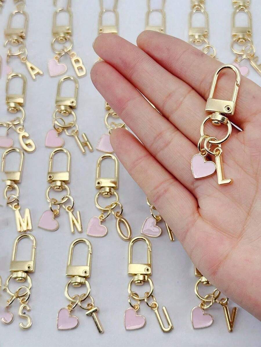 SHEIN قلادة وسلسلة مفاتيح على شكل قلب قابلة للنقش