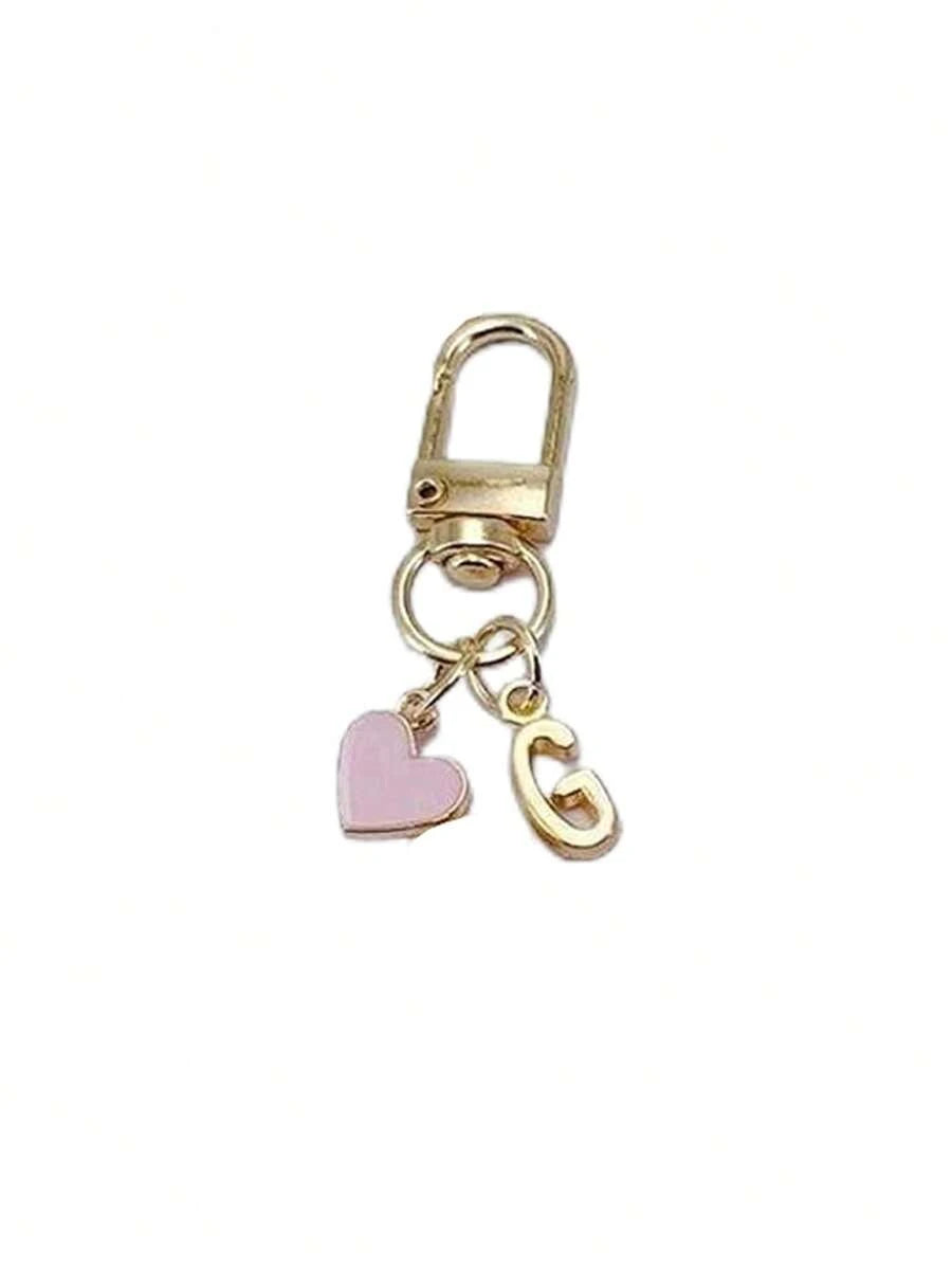 SHEIN قلادة وسلسلة مفاتيح على شكل قلب قابلة للنقش