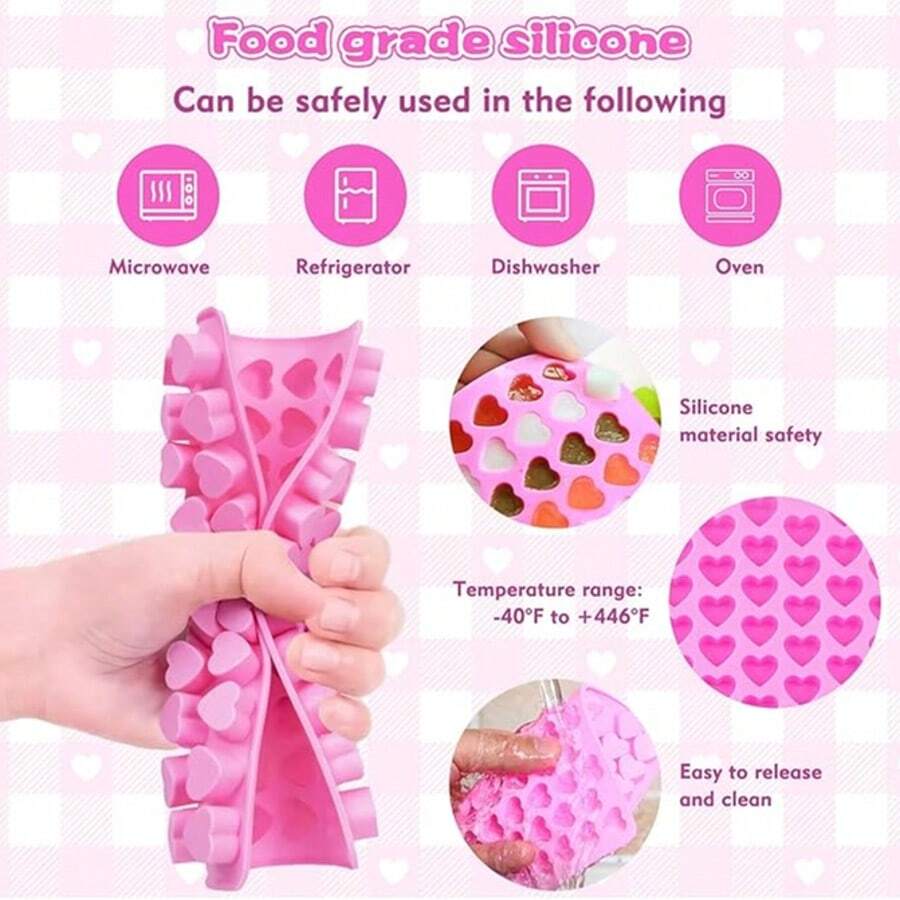 SHEIN قالب سيليكون وردي 55 تجويف على شكل قلب للحلوى