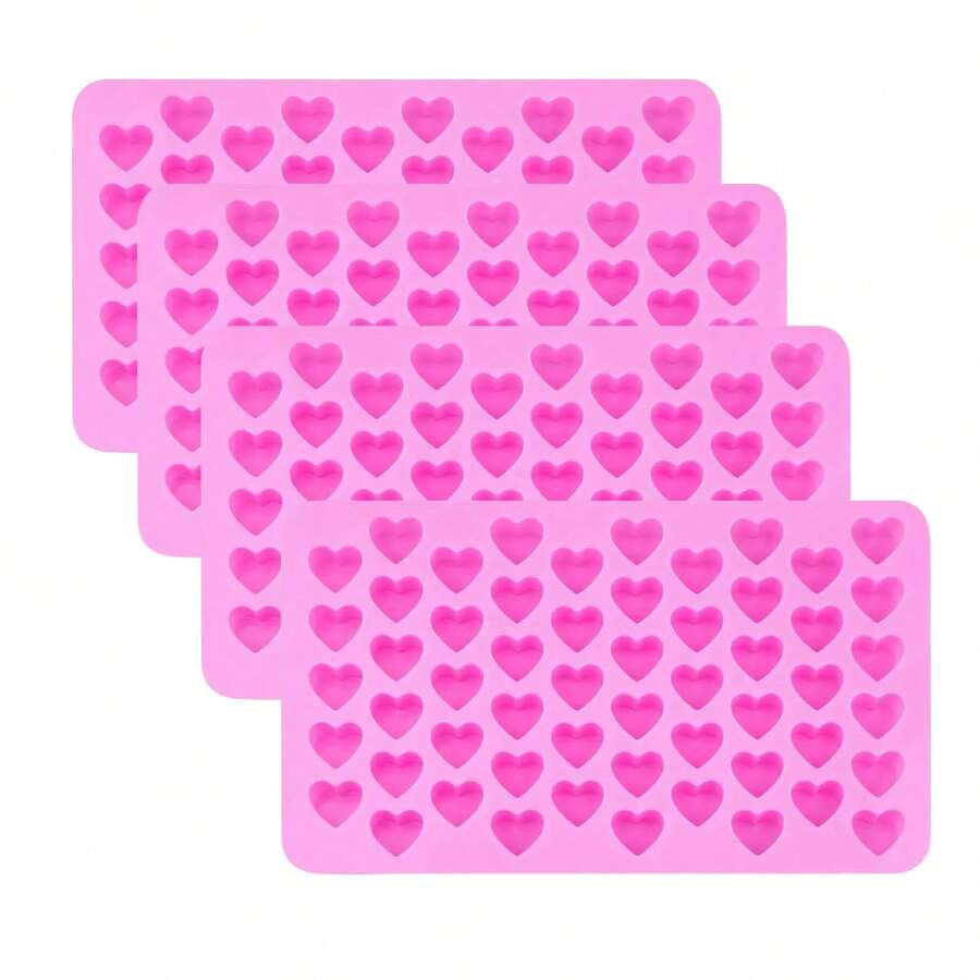 SHEIN قالب سيليكون وردي 55 تجويف على شكل قلب للحلوى