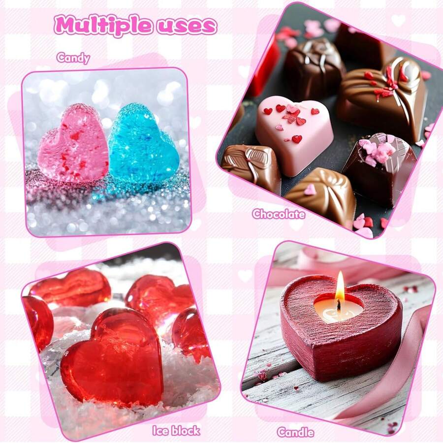 SHEIN قالب سيليكون وردي 55 تجويف على شكل قلب للحلوى