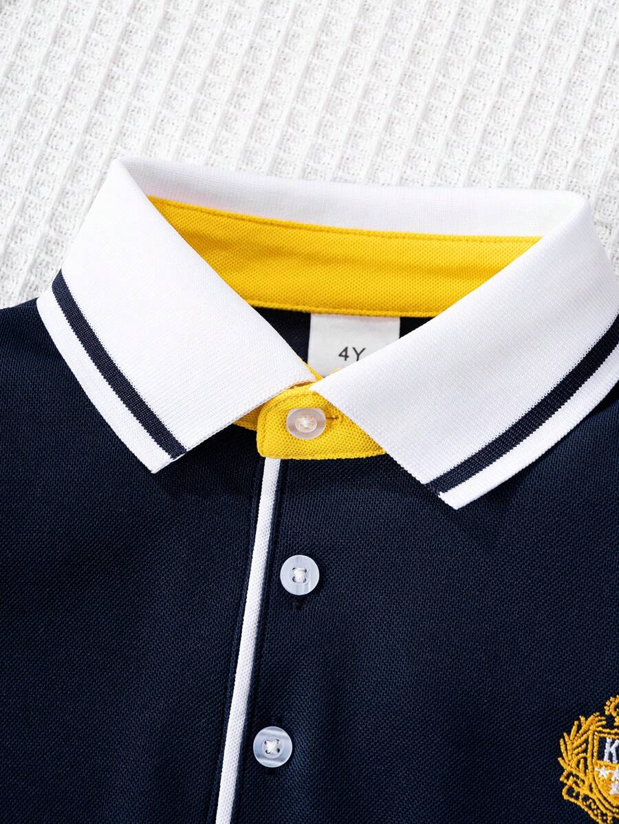 SHEIN قميص بولو أولادي كاجوال بأكمام طويلة وياقة