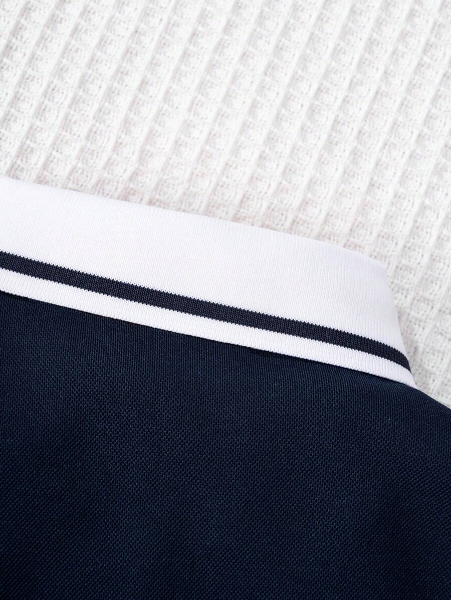 SHEIN قميص بولو أولادي كاجوال بأكمام طويلة وياقة