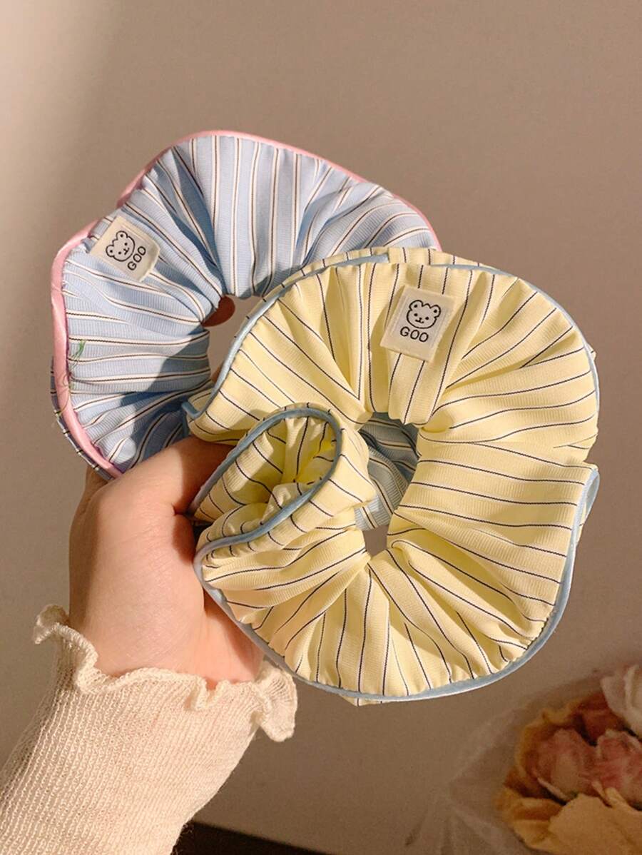 SHEIN حزمتان أربطة شعر نسائية ناعمة