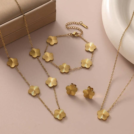 SHEIN طقم مجوهرات زهرة خماسية ذهبية