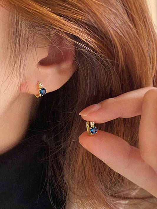 SHEIN زوج أقراط دائرية صغيرة بزركونيا لامعة