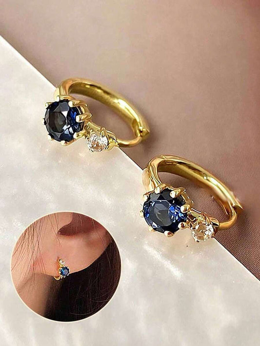 SHEIN زوج أقراط دائرية صغيرة بزركونيا لامعة