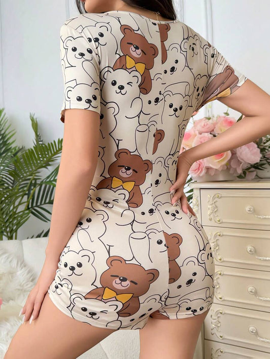SHEIN جمبسوت مريحة ذات طبعة باندا جميلة