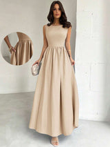SHEIN Firerie فستان بلون كاكي أنيق