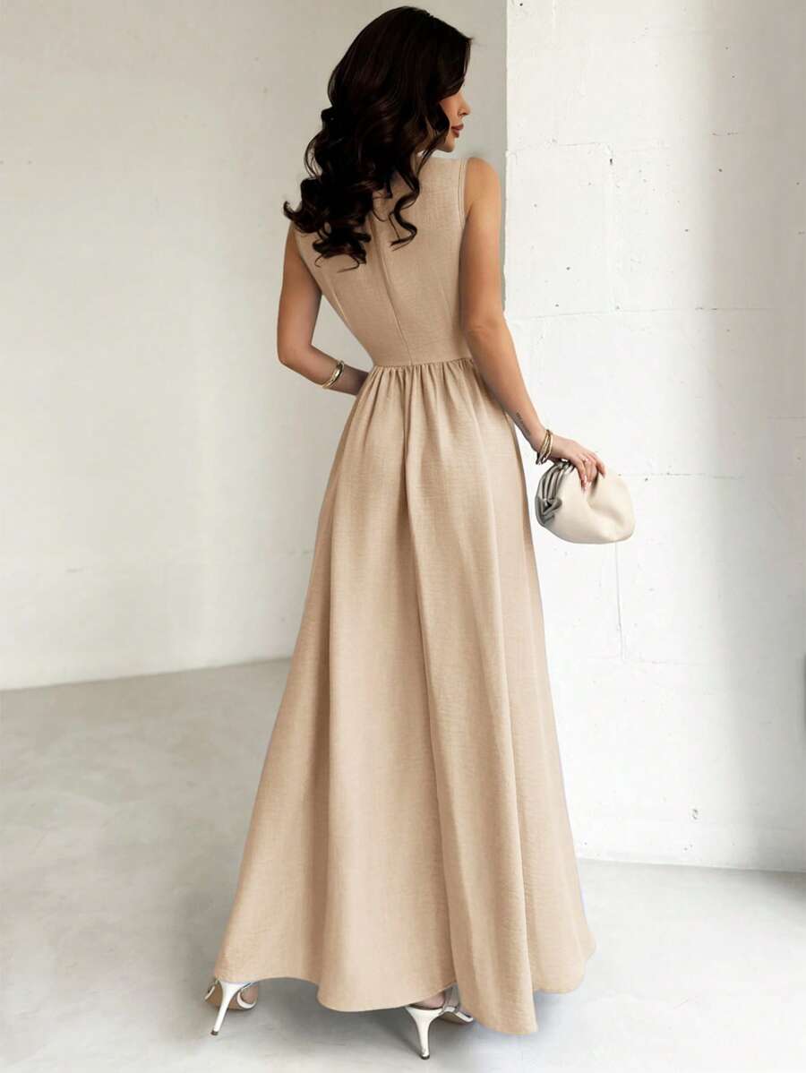 SHEIN Firerie فستان بلون كاكي أنيق
