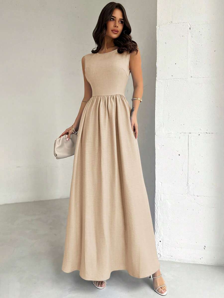 SHEIN Firerie فستان بلون كاكي أنيق