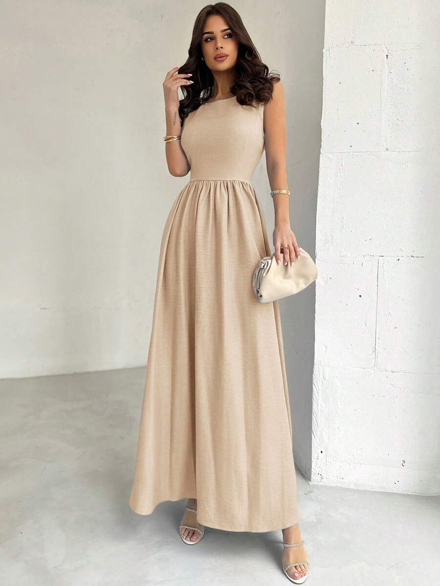 SHEIN Firerie فستان بلون كاكي أنيق