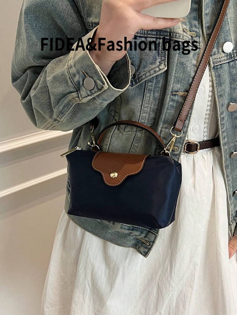 SHEIN حقيبة دلو بلور زرقاء بتصميم أنيق