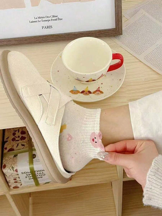 SHEIN مجموعة 5 أزواج جوارب نسائية بنمط أرنب