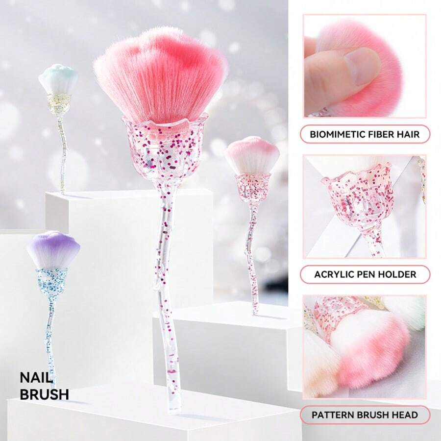 SHEIN HMQ beauty فرشاة أظافر بزهرة للمانيكير وتنظيف الغبار