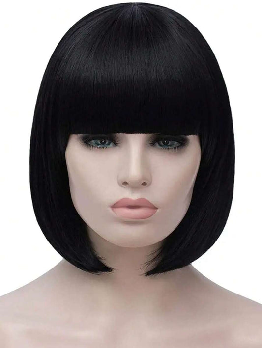 SHEIN باروكة شعر قصيرة سوداء بشعبان