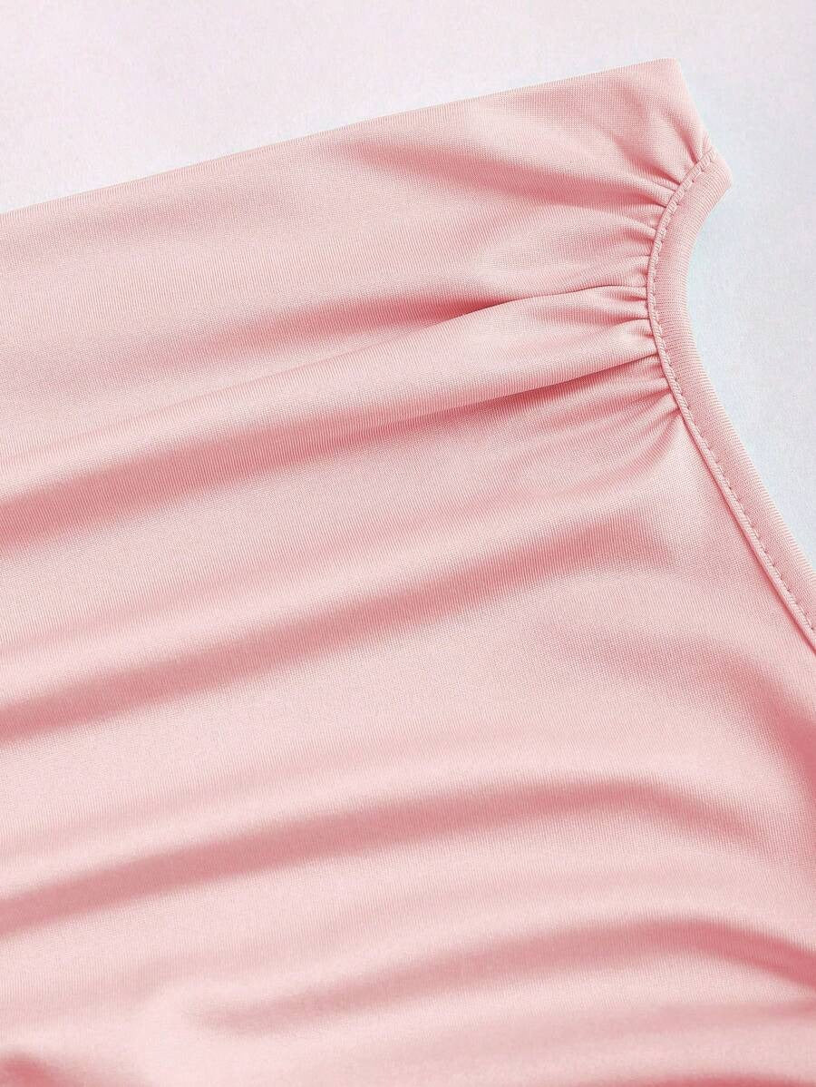 SHEIN Sweetra  فستان طويل بدون أكمام بلون وردي و قصة ناعمة