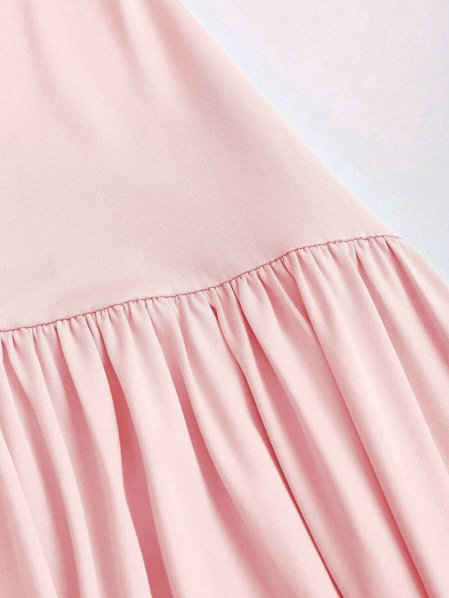 SHEIN Sweetra  فستان طويل بدون أكمام بلون وردي و قصة ناعمة